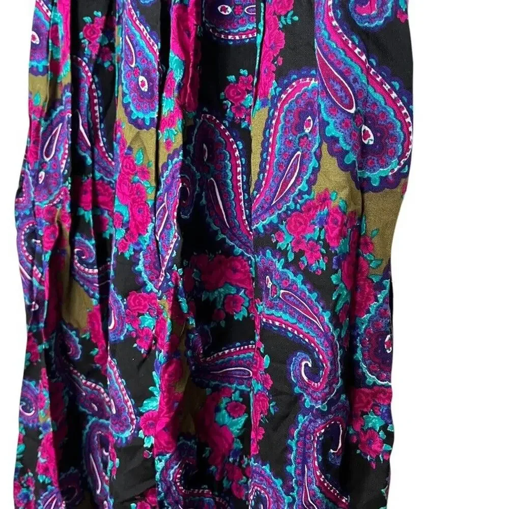 Random USA Made Vintage NWT Midi Pleated Paisley Purple Whimsigoth Skirt sz 10